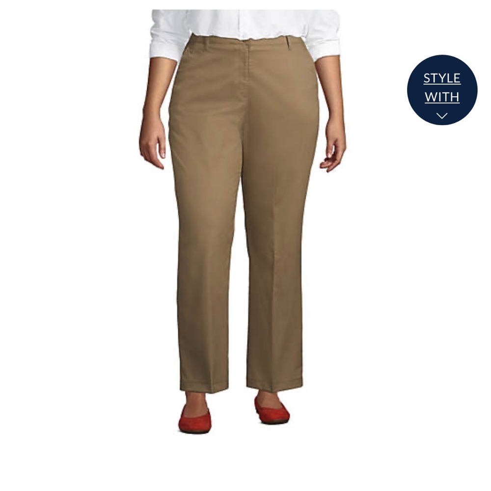 Lands End Wide Leg Khaki Pants. 16 Petite.
